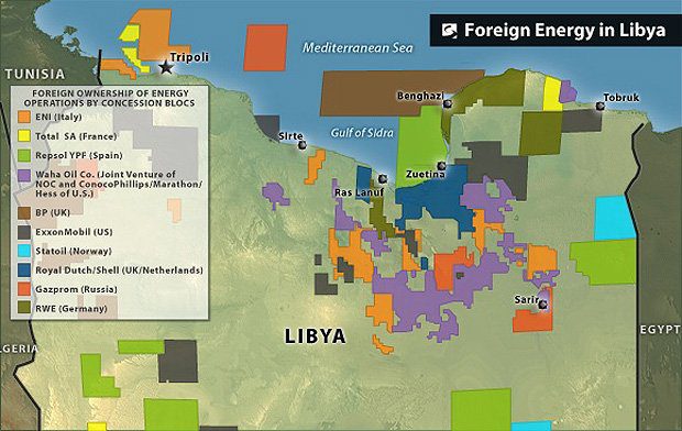 In questa mappa le compagnie petrolifere operanti in Libia
