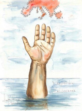 Mediterranean Rhapsody, acquerello dell'artista iraqeno Wasfi Akab.