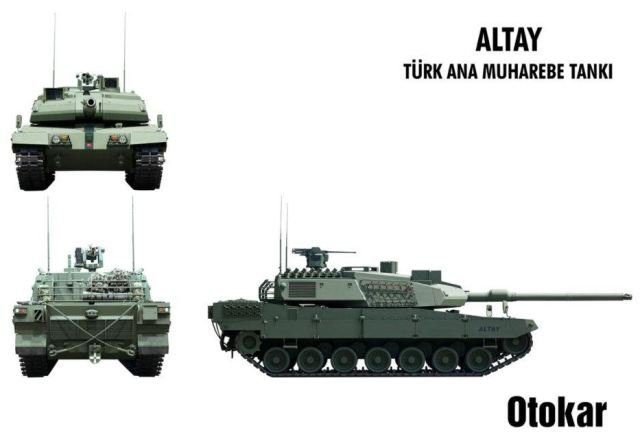 Tre viste del nuovo carro turco Altay, in fase di sperimentazione.