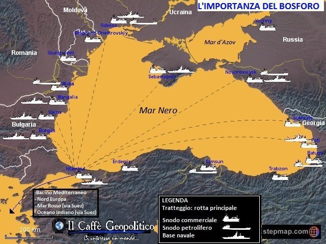 A titolo di esempio, vediamo come un passaggio obbligato rappresenti un vantaggio o svantaggio strategico per gli Stati limitrofi.