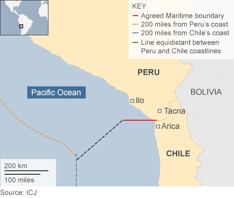 Nella mappa, i nuovi confini marittimi come deciso dalla CIG