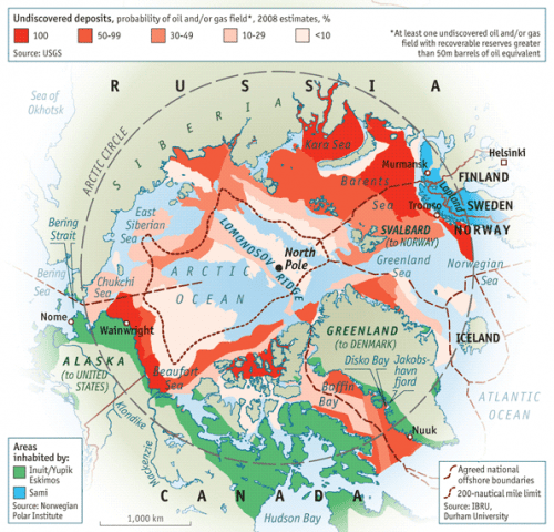 Una mappa che riporta i risultati della US Geological Survey; fonte: The Economist, 16 giugno 2012