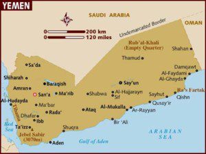 La mappa dello Yemen