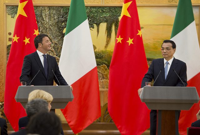Incontro bilaterale Italia-Cina, il presidente Matteo Renzi accoglie Li Keqiang