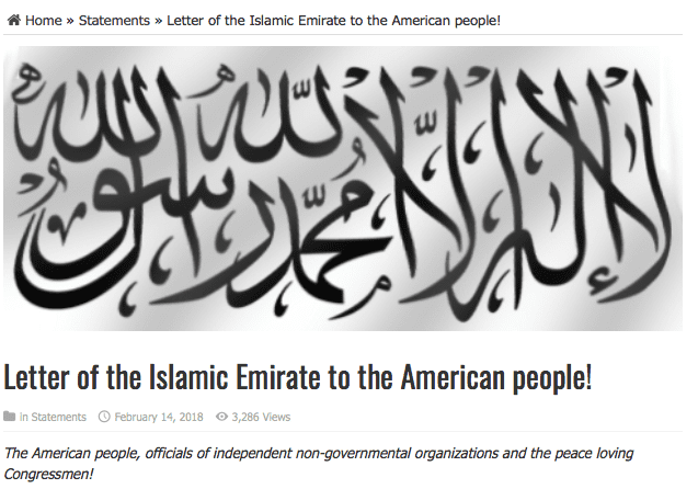 Islamic Emirate to American people.