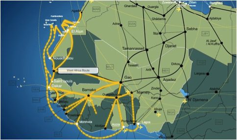 Rotta africana occidentale, mappa da imap-migration.com