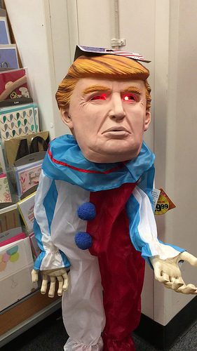 Evil Trump clown, seen at local drugstore di futureatlas.com China US electons photo